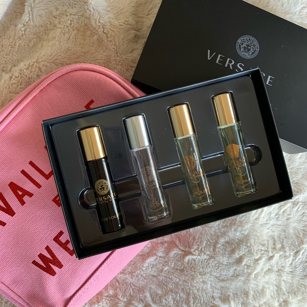 Versace sample set + Ban.do toiletry case
